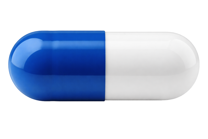 Blue and white pill 